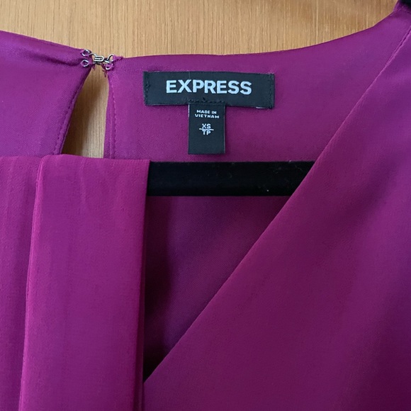 Plum NWOT Chiffon Sleeve Sash Tie Fit And Flare Dress - Picture 3 of 4